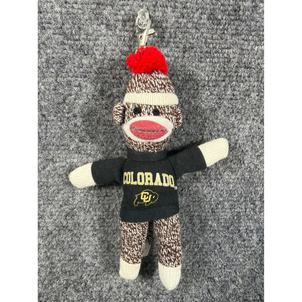 Plushland University of Colorado Buffaloes Sock Monkey Keychain CU Buffs 7 Inch